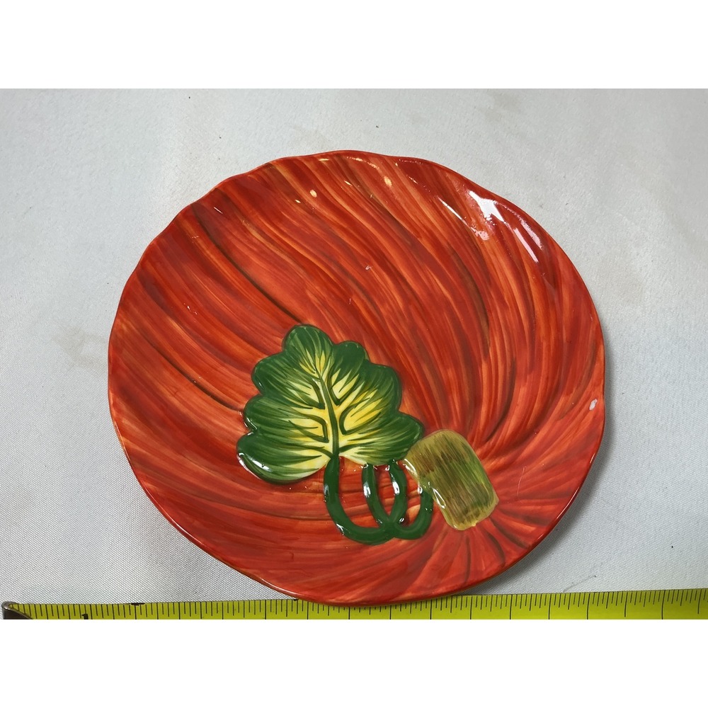 Home & Garden Party Pumpkin Stoneware Plates Set of 3 Orange Fall Harvest 8in - Picture 6 of 9